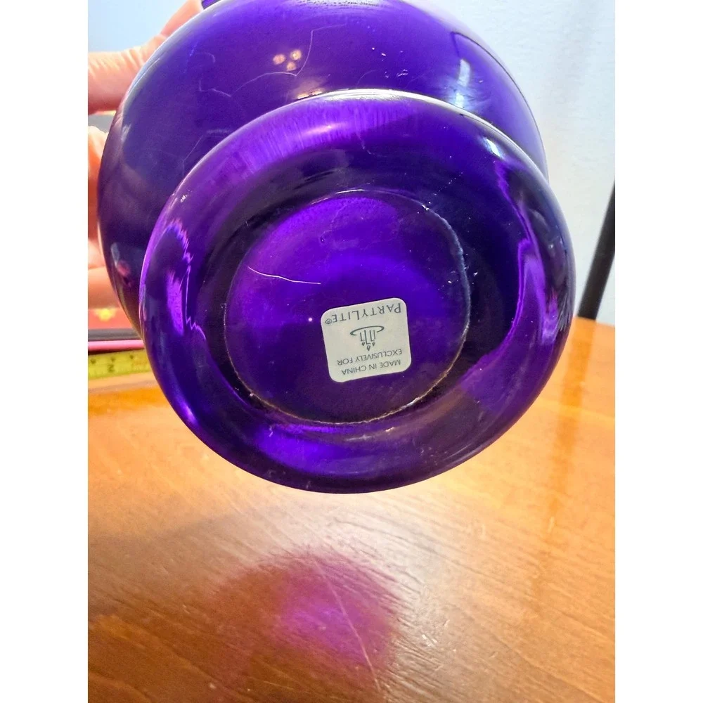 PartyLite Amathyst Candle Holder Vase Flared Rim Clear Pedestal‎ Base 5.5